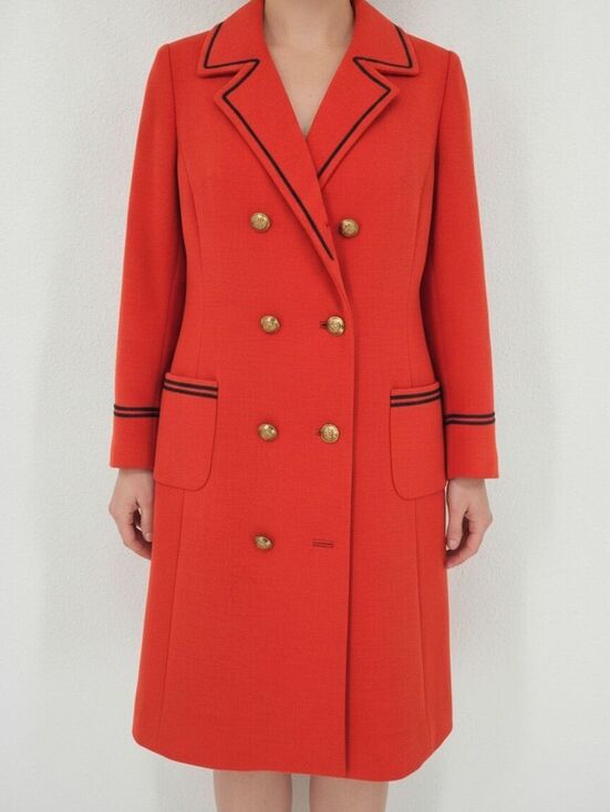 Jackets & Blazers - Vintage 1960s Butte Knit Double Breasted Jacket Bright Coral Orange Mod